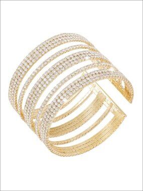 Austrian Crystal Rhinestone Cuff Bangle Bracelet Handmade Alloy Copper Women
